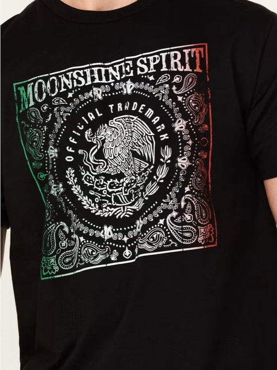 Moon Shine Spirit Other - Moon Shine Spirit Black Short-Sleeve Graphic Tee with Tricolor Accents Sz L